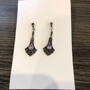 Elegant Black and Pink Dangle Earrings